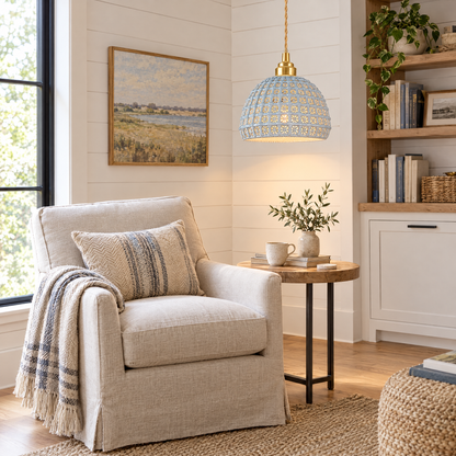 Lavisa - Ceramic Semi Globe Pendant Light with Brass Finish