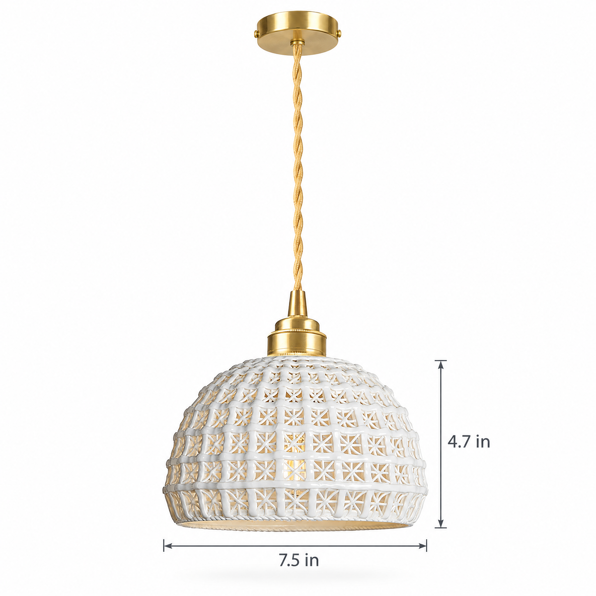 Lavisa - Ceramic Semi Globe Pendant Light with Brass Finish