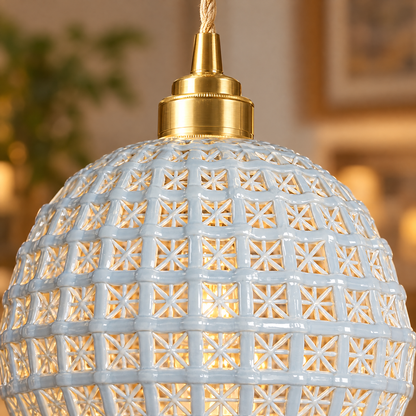 Lavisa - Ceramic Semi Globe Pendant Light with Brass Finish