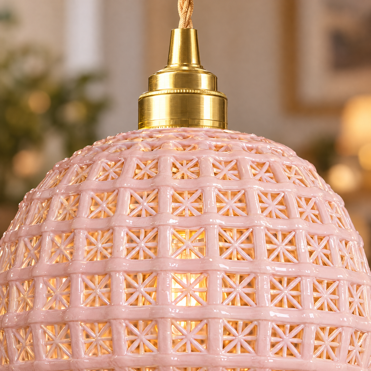 Lavisa - Ceramic Semi Globe Pendant Light with Brass Finish