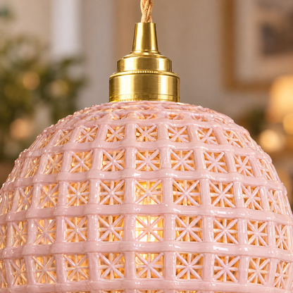 Lavisa - Ceramic Semi Globe Pendant Light with Brass Finish