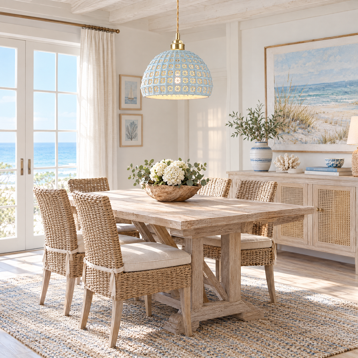 Lavisa - Ceramic Semi Globe Pendant Light with Brass Finish