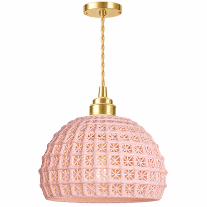 Lavisa - Ceramic Semi Globe Pendant Light with Brass Finish