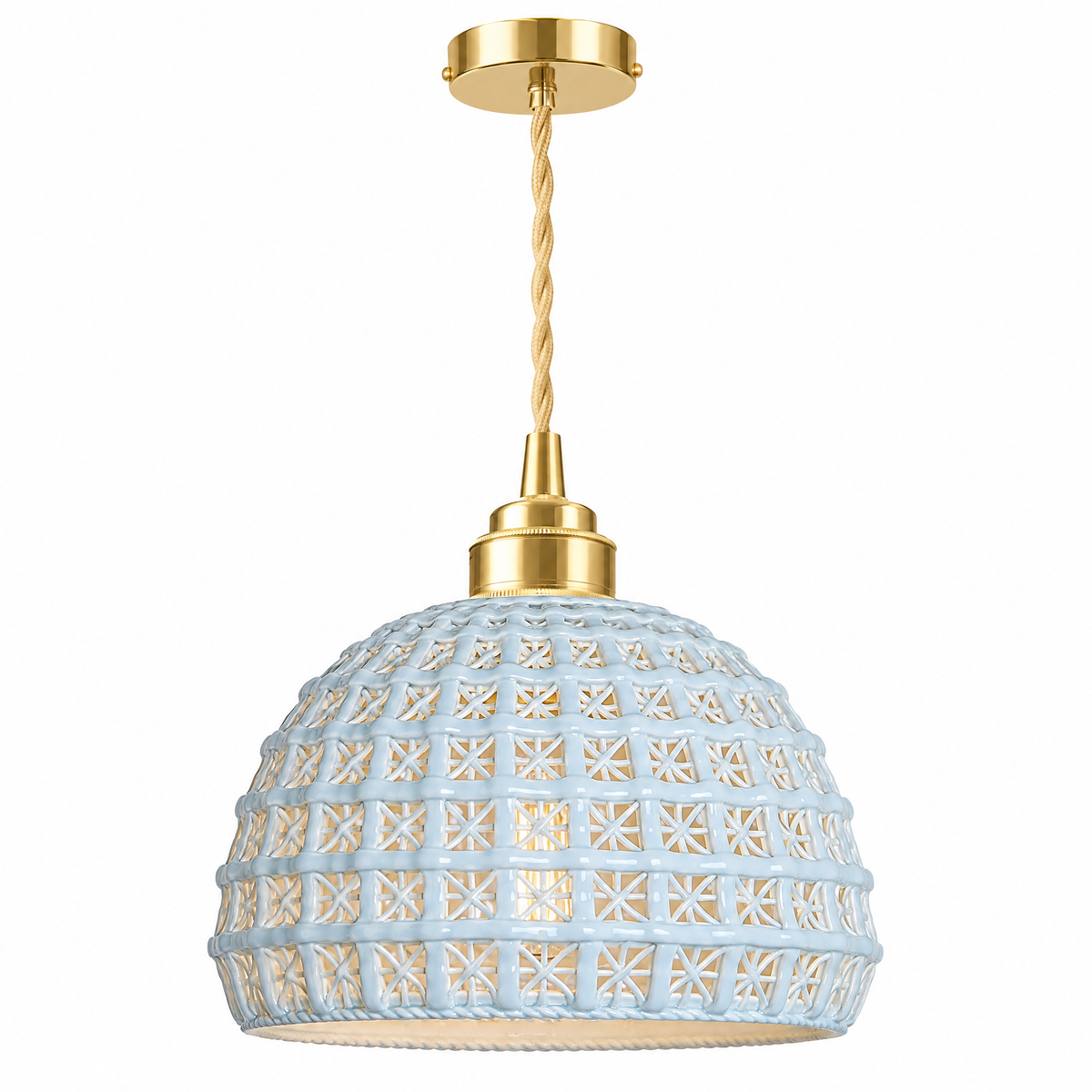 Lavisa - Ceramic Semi Globe Pendant Light with Brass Finish