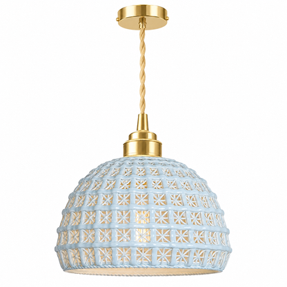 Lavisa - Ceramic Semi Globe Pendant Light with Brass Finish