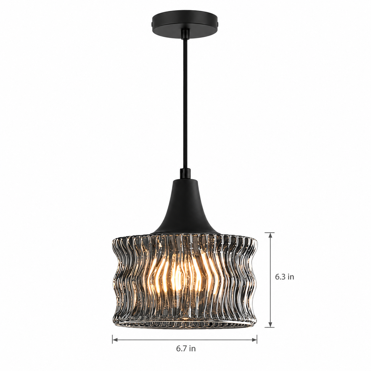 Lavisa - Glass Drum Pendant Light with 3-Step Dimmable LED