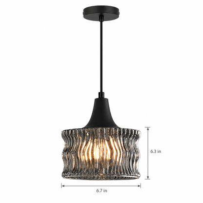 Lavisa - Glass Drum Pendant Light with 3-Step Dimmable LED