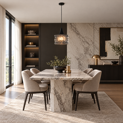 Lavisa - Glass Drum Pendant Light with 3-Step Dimmable LED