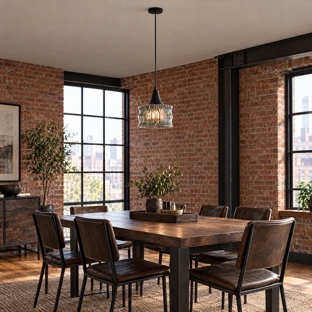 Lavisa - Glass Drum Pendant Light with 3-Step Dimmable LED