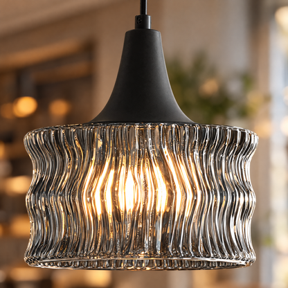 Lavisa - Glass Drum Pendant Light with 3-Step Dimmable LED