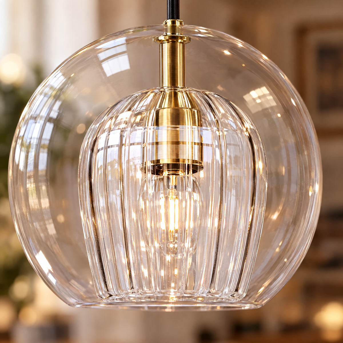 Lavisa - Copper and Glass Globe Pendant Light