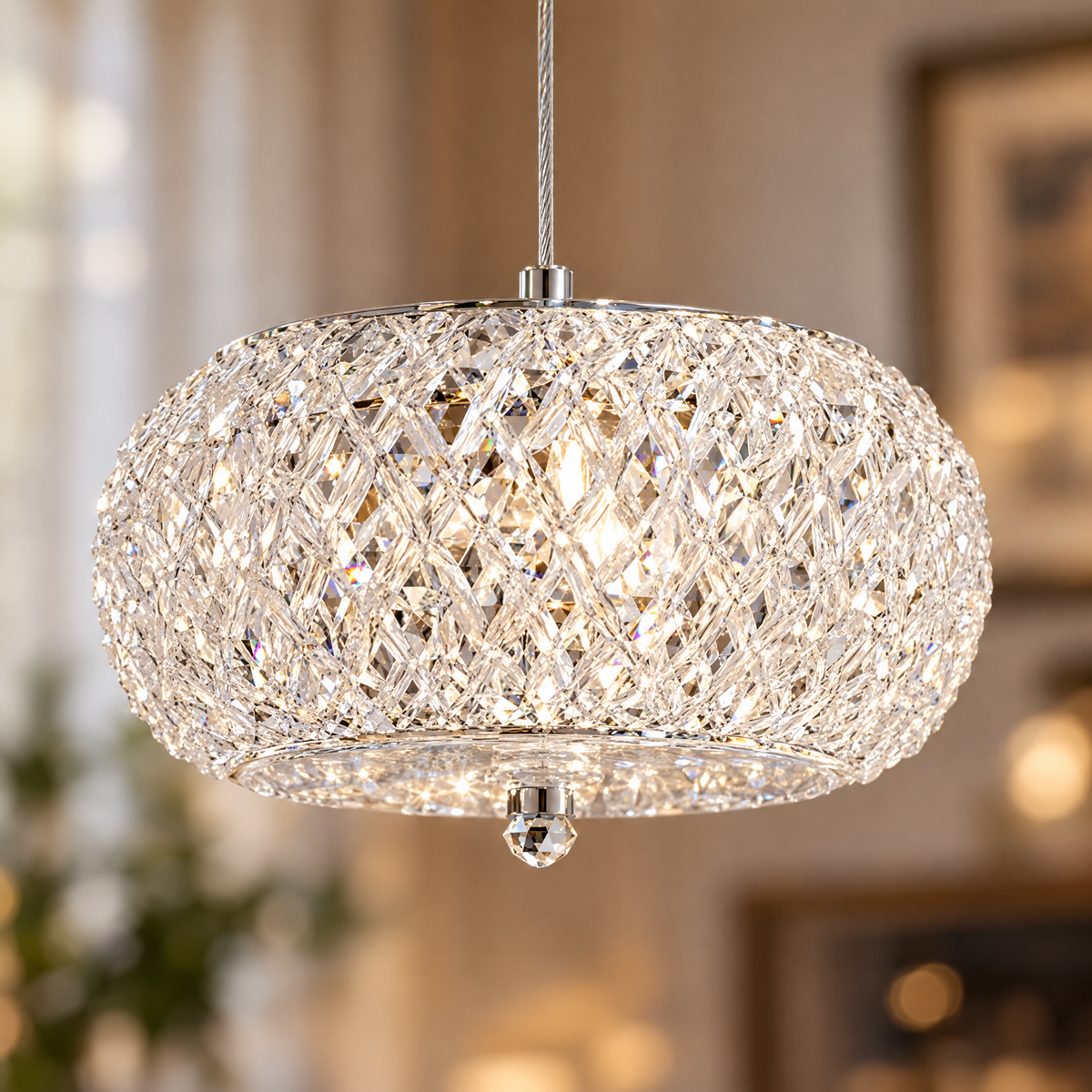 Lavisa - Small Crystal Drum Pendant Light