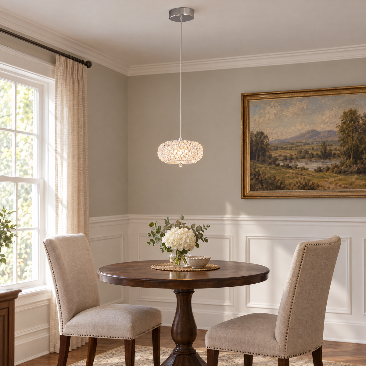 Lavisa - Small Crystal Drum Pendant Light