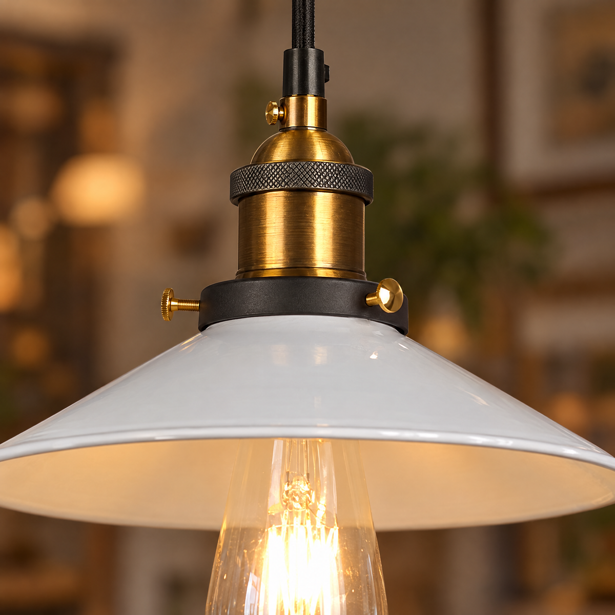 Lavisa - Industrial Metal Cone Pendant Light with Adjustable Wire
