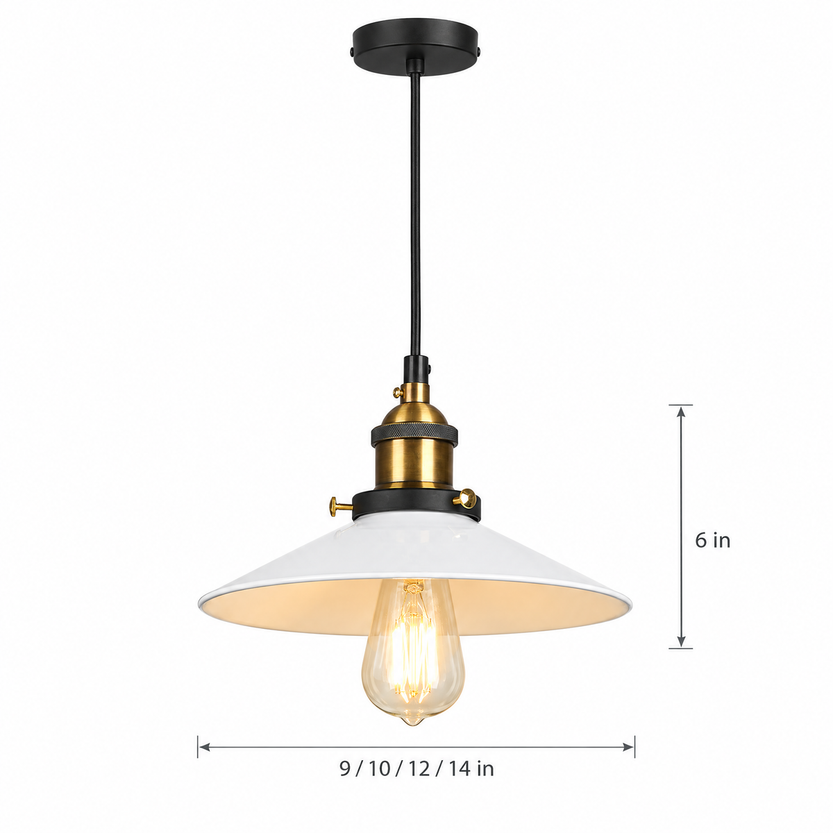 Lavisa - Industrial Metal Cone Pendant Light with Adjustable Wire