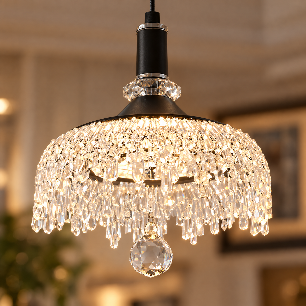 Lavisa - French Style Acrylic Bowl Pendant Light in Black