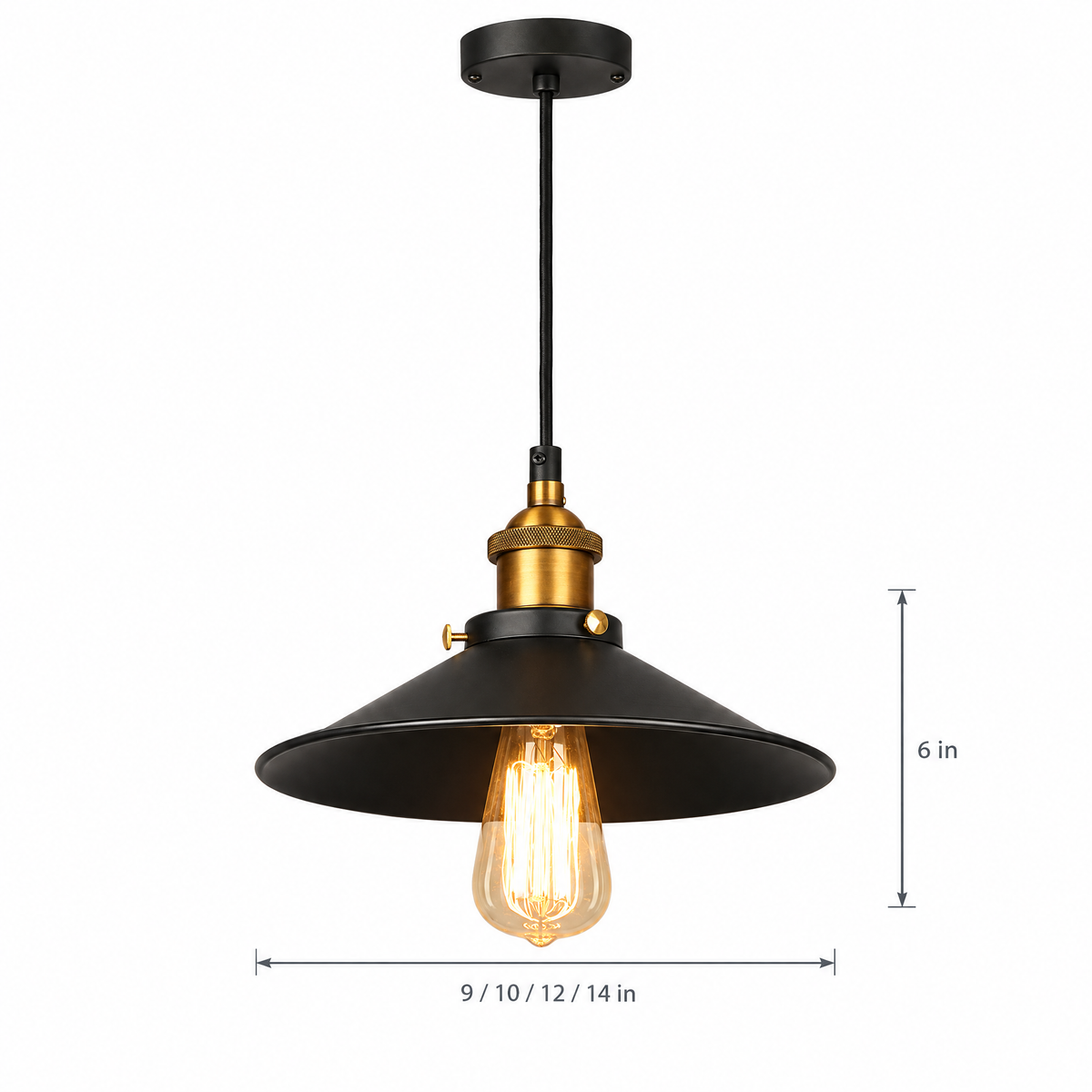 Lavisa - Industrial Metal Cone Pendant Light with Adjustable Wire