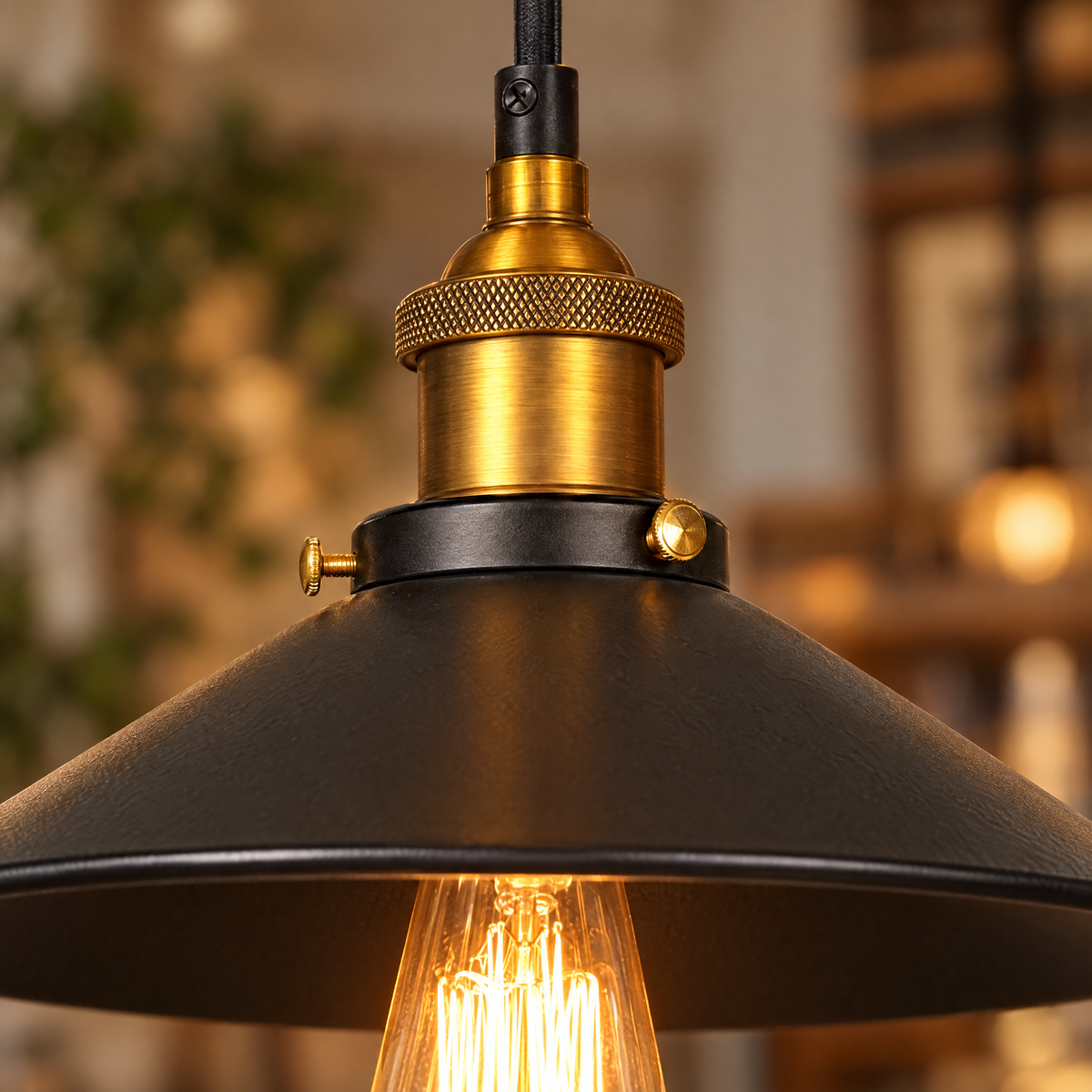 Lavisa - Industrial Metal Cone Pendant Light with Adjustable Wire