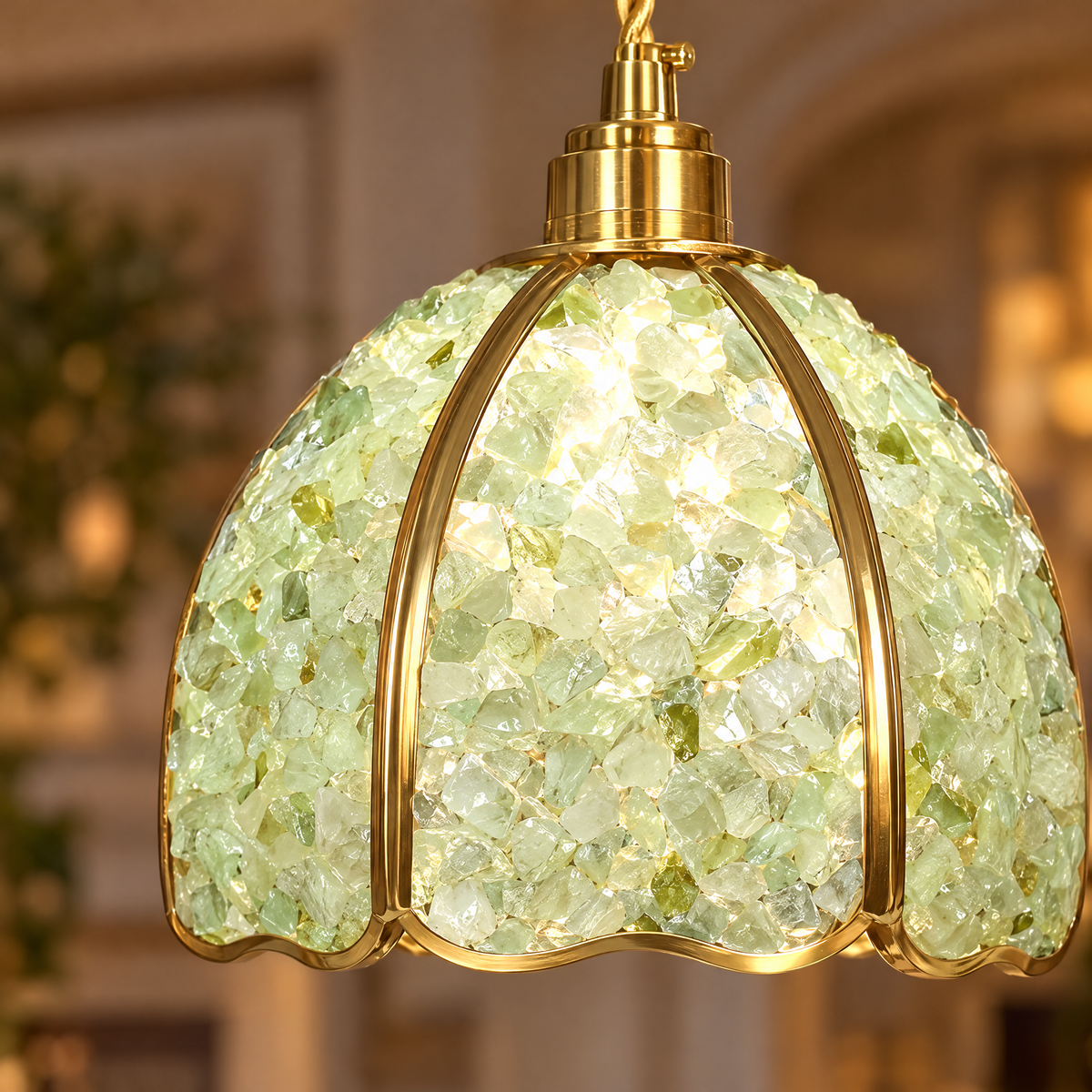 Lavisa - Small Crystal Dome Pendant Light Dimmable Copper Fixture