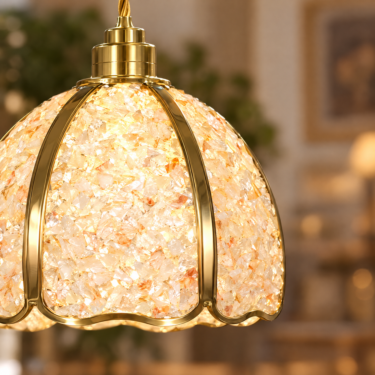 Lavisa - Small Crystal Dome Pendant Light Dimmable Copper Fixture