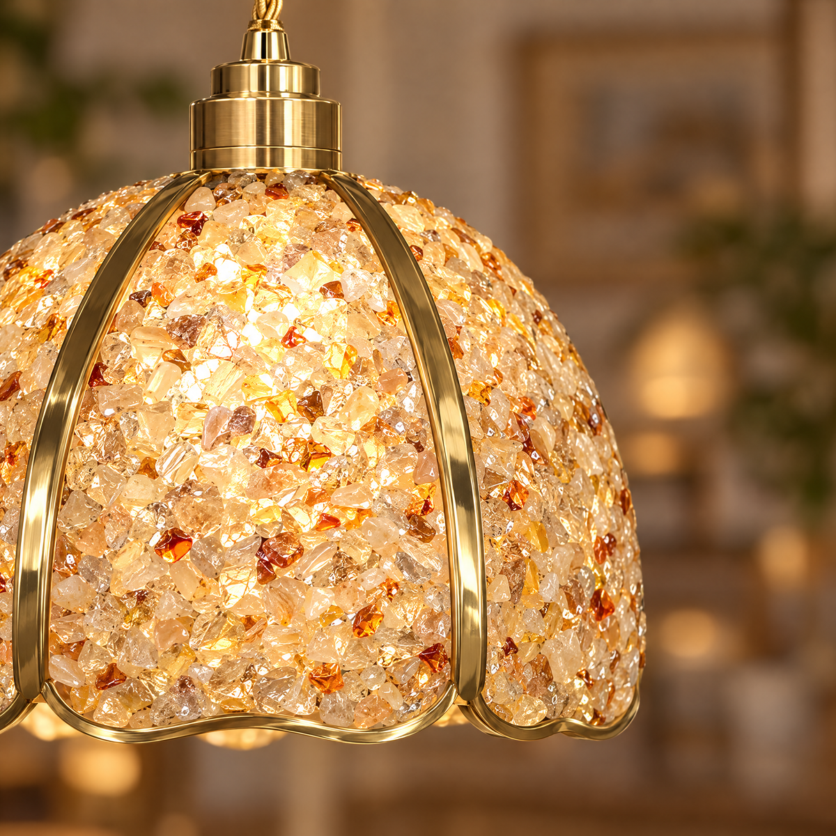 Lavisa - Small Crystal Dome Pendant Light Dimmable Copper Fixture