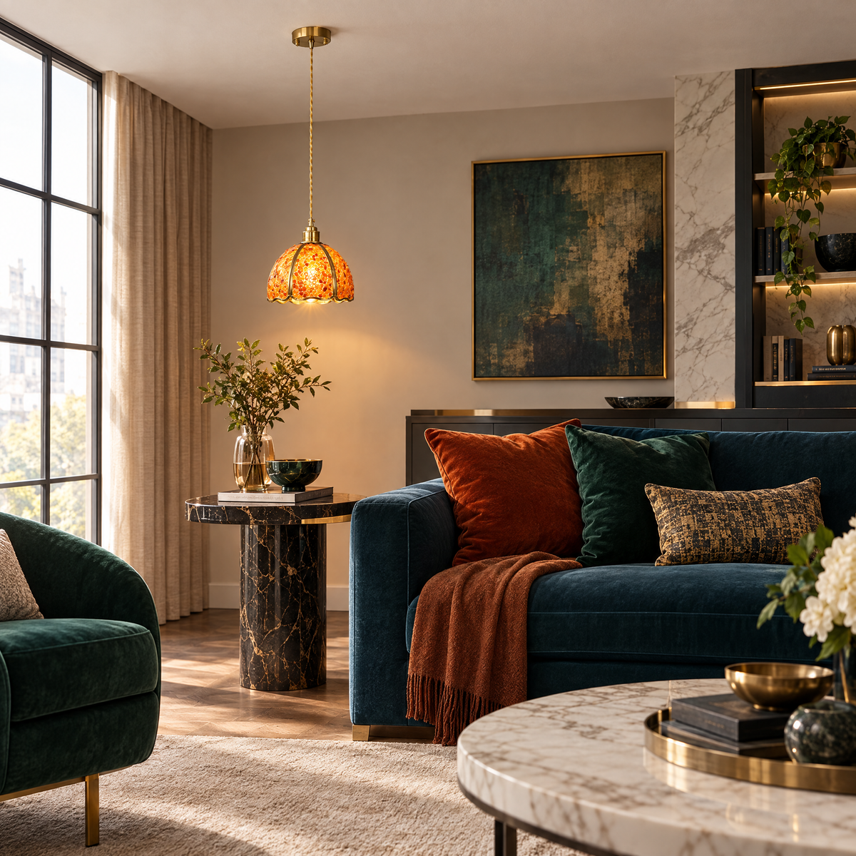 Lavisa - Small Crystal Dome Pendant Light Dimmable Copper Fixture