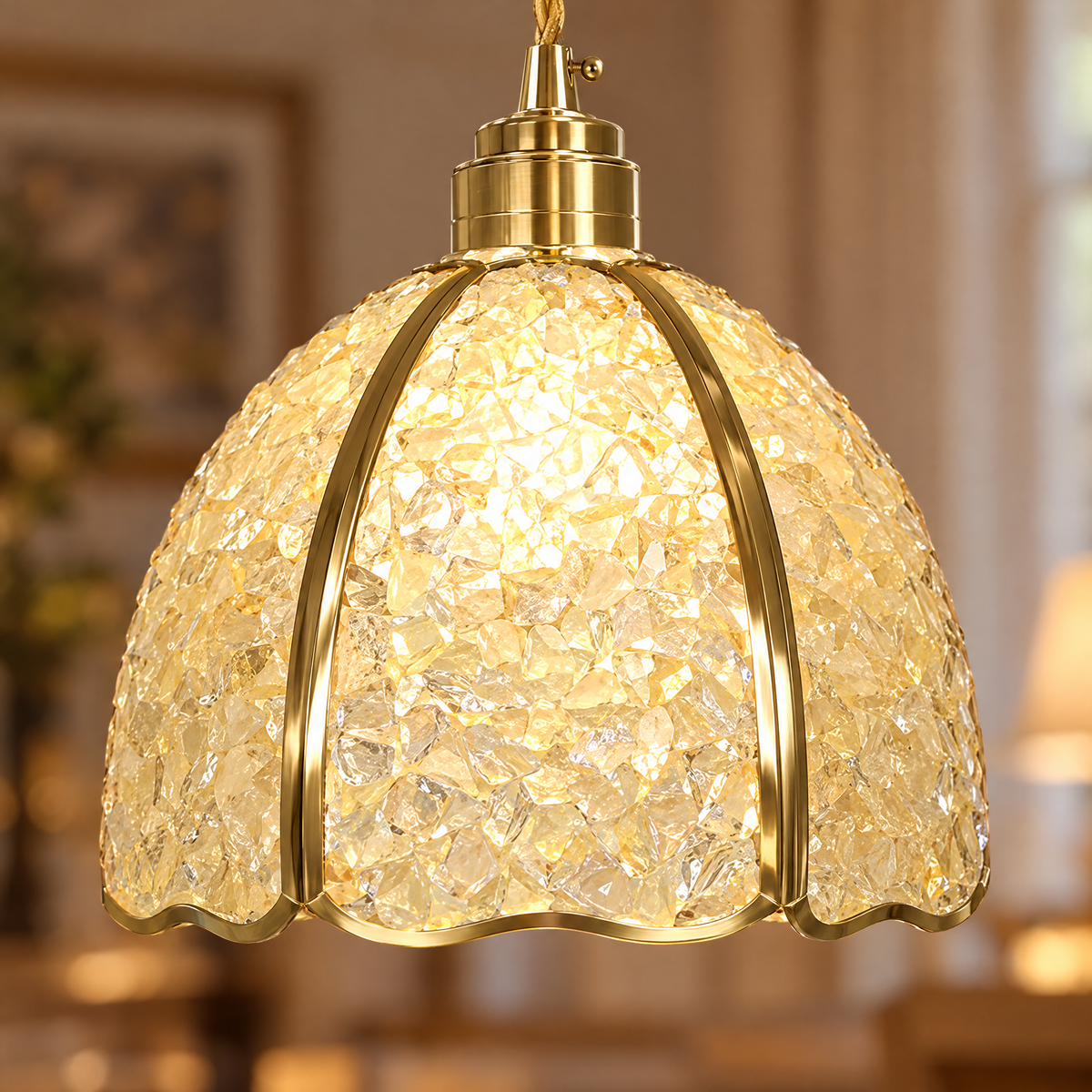 Lavisa - Small Crystal Dome Pendant Light Dimmable Copper Fixture