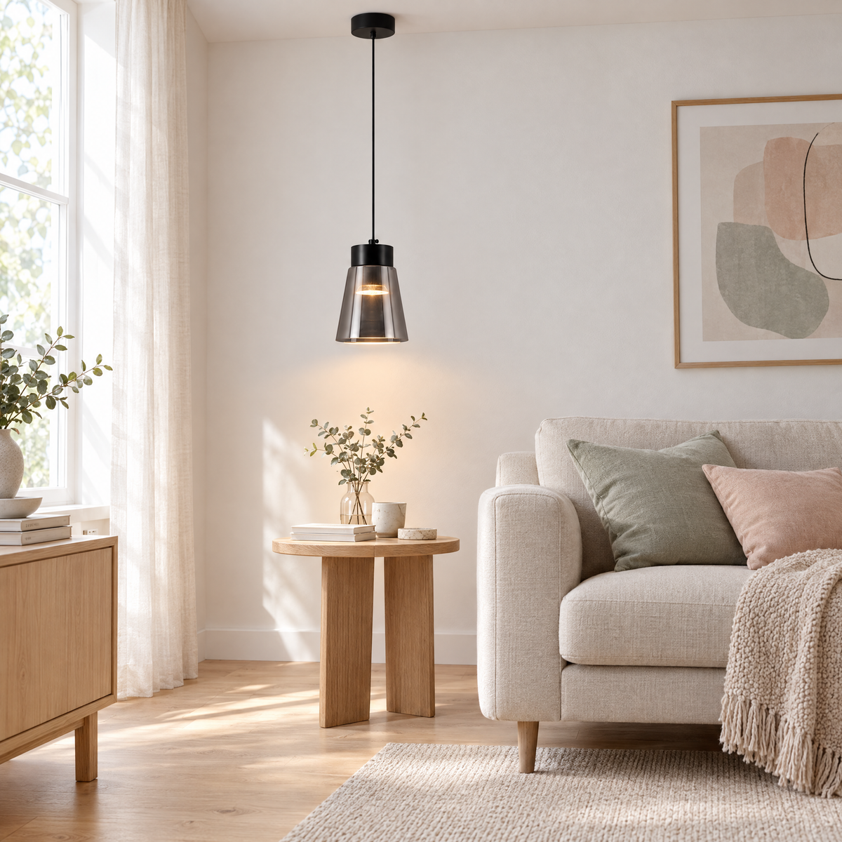 Lavisa - Smoke Gray Glass COB Pendant Light
