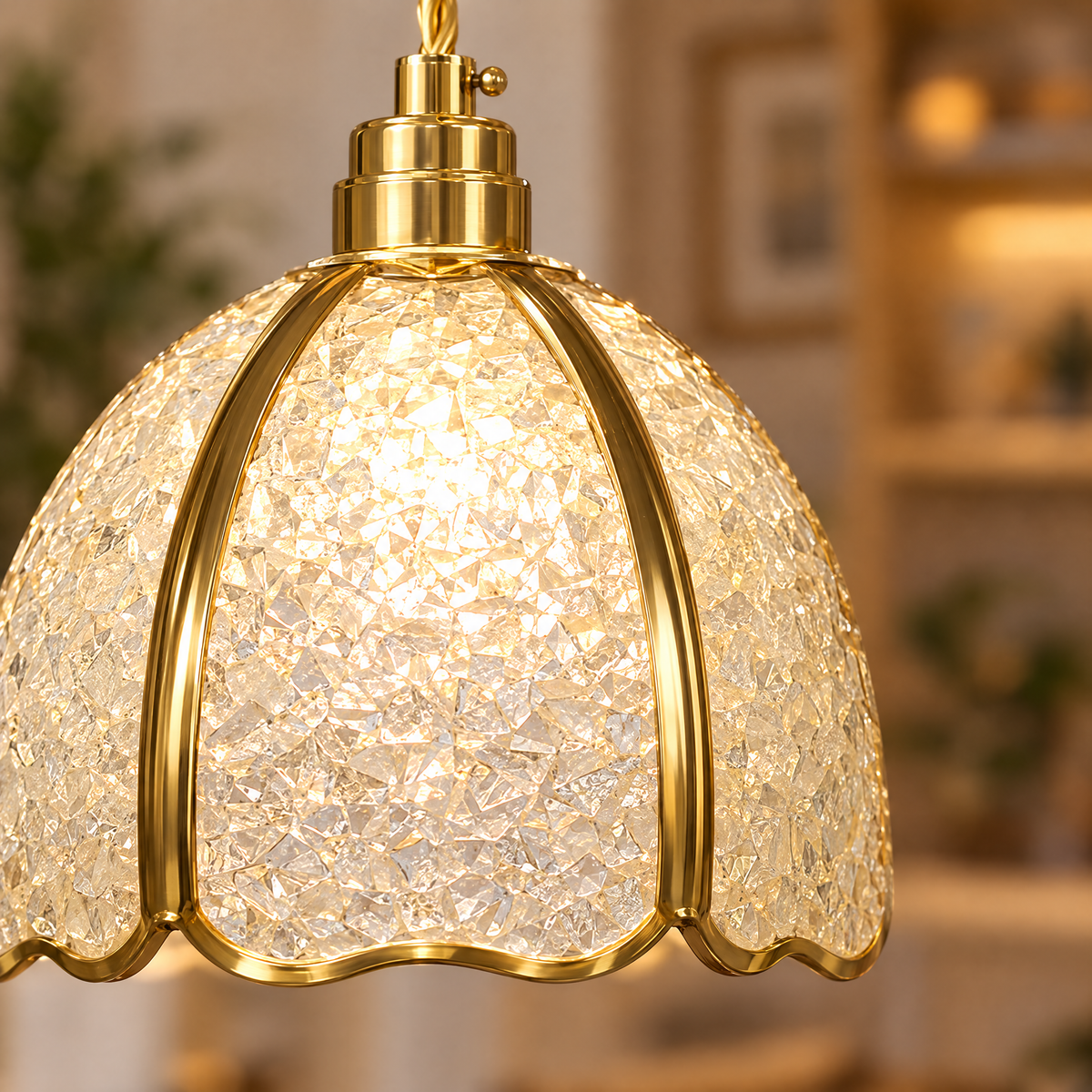 Lavisa - Small Crystal Dome Pendant Light Dimmable Copper Fixture