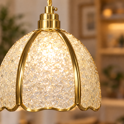 Lavisa - Small Crystal Dome Pendant Light Dimmable Copper Fixture