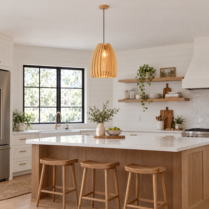 Lavisa - Rustic Handmade Wood Slat Pendant Light