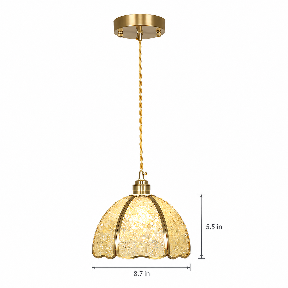 Lavisa - Small Crystal Dome Pendant Light Dimmable Copper Fixture