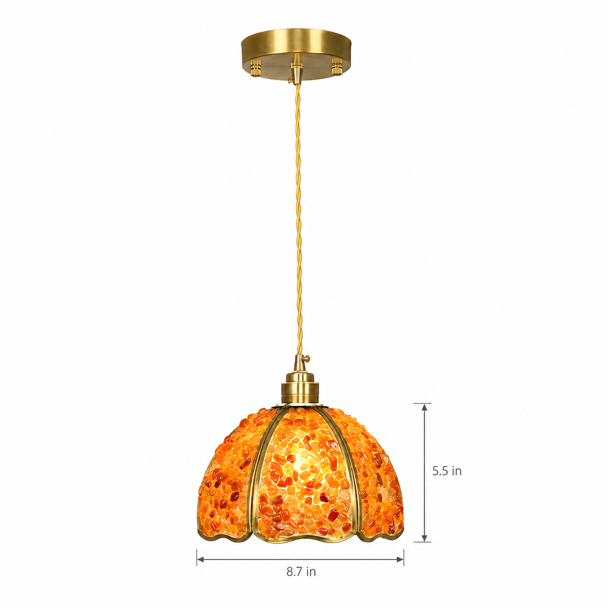 Lavisa - Small Crystal Dome Pendant Light Dimmable Copper Fixture