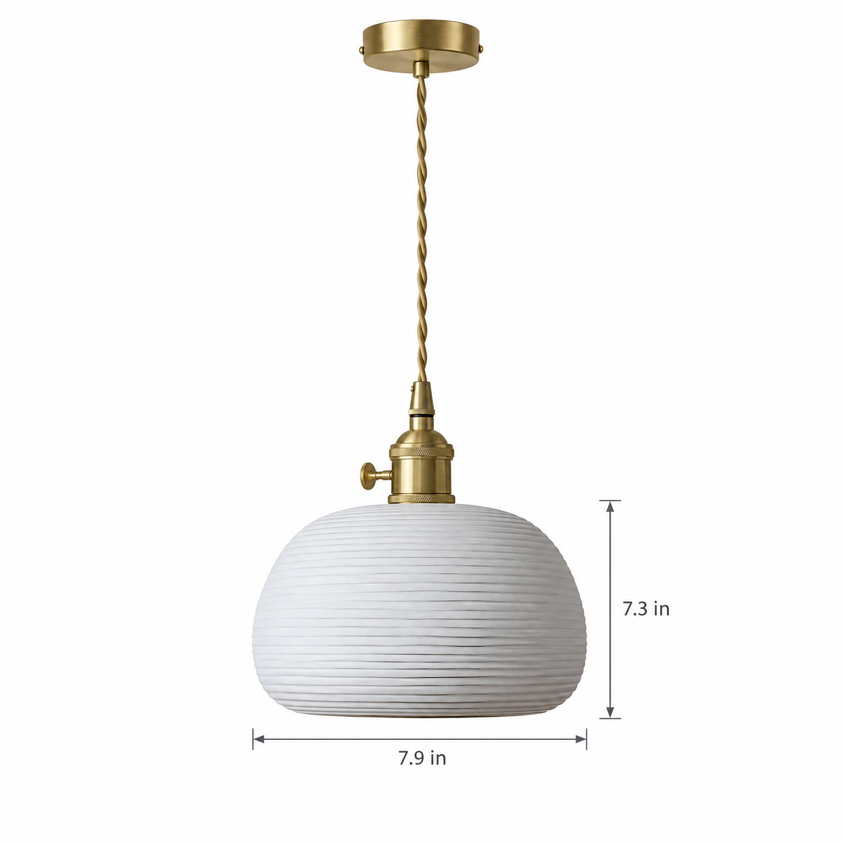 Lavisa - Striped Ceramic Pendant Light with Brass