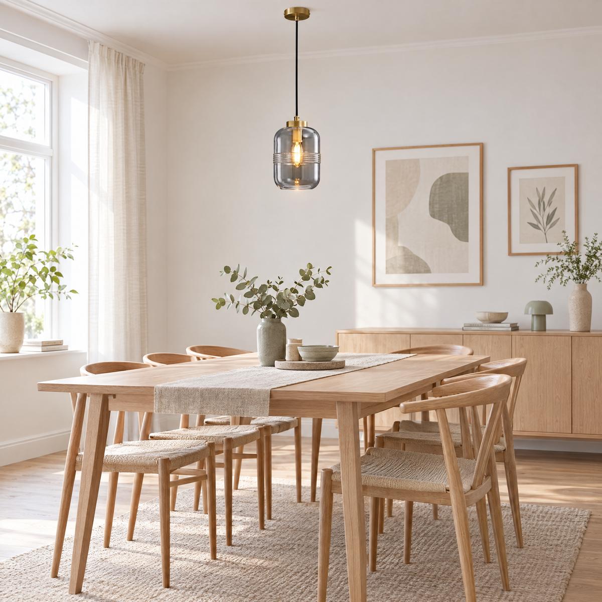 Lavisa - Threaded Glass Pendant Light with Copper