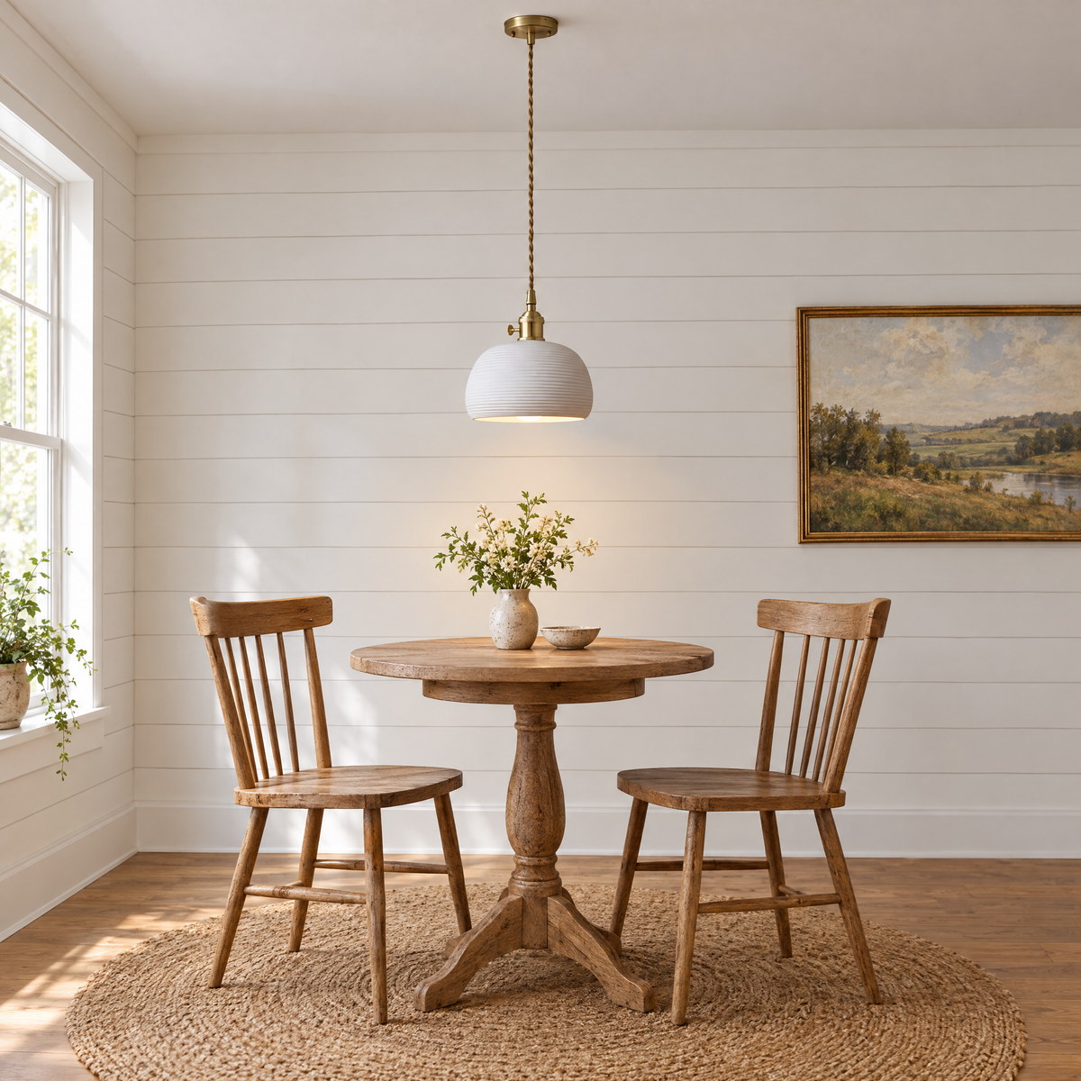 Lavisa - Striped Ceramic Pendant Light with Brass