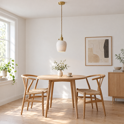 Lavisa - Striped Ceramic Pendant Light with Brass