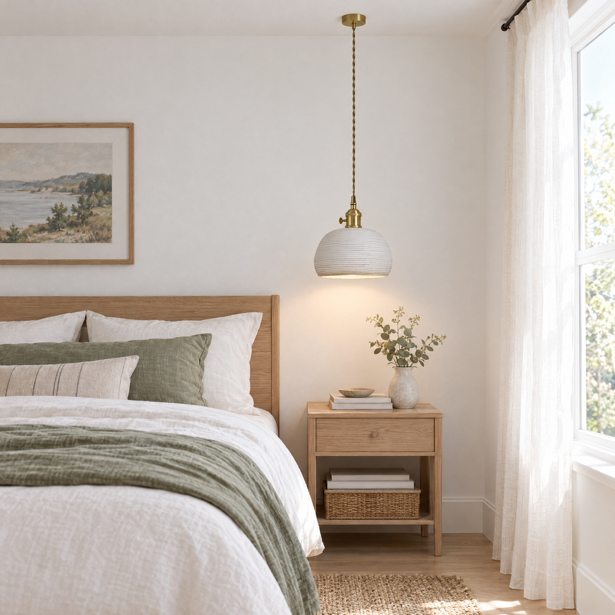 Lavisa - Striped Ceramic Pendant Light with Brass