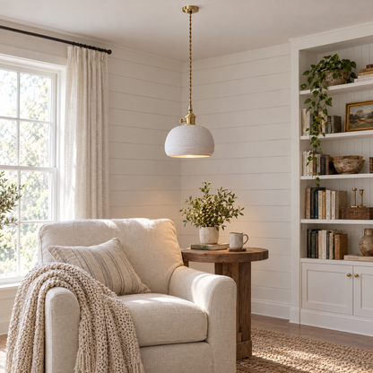Lavisa - Striped Ceramic Pendant Light with Brass