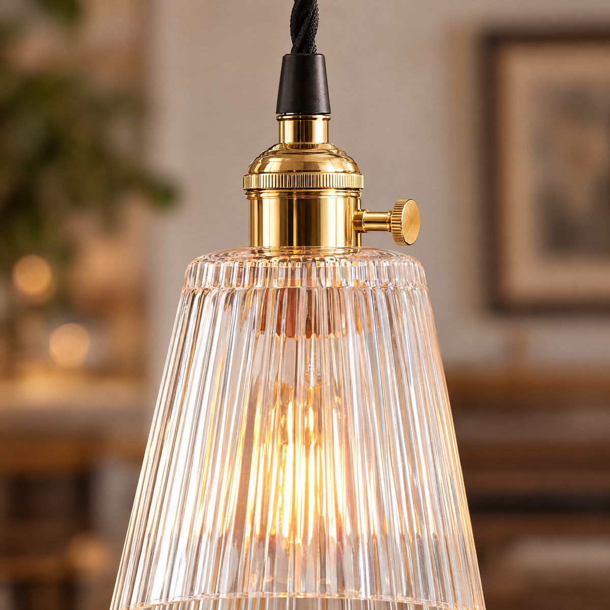 Lavisa - Clear Glass Pendant Light Minimalist Brass Ceiling Lamp