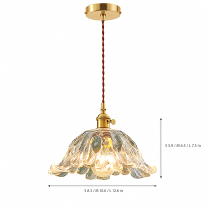 Lavisa - Japanese Floral Glass Pendant Light Brass Ceiling Fixture