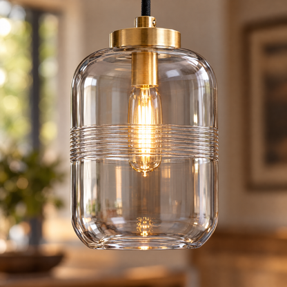 Lavisa - Threaded Glass Pendant Light with Copper