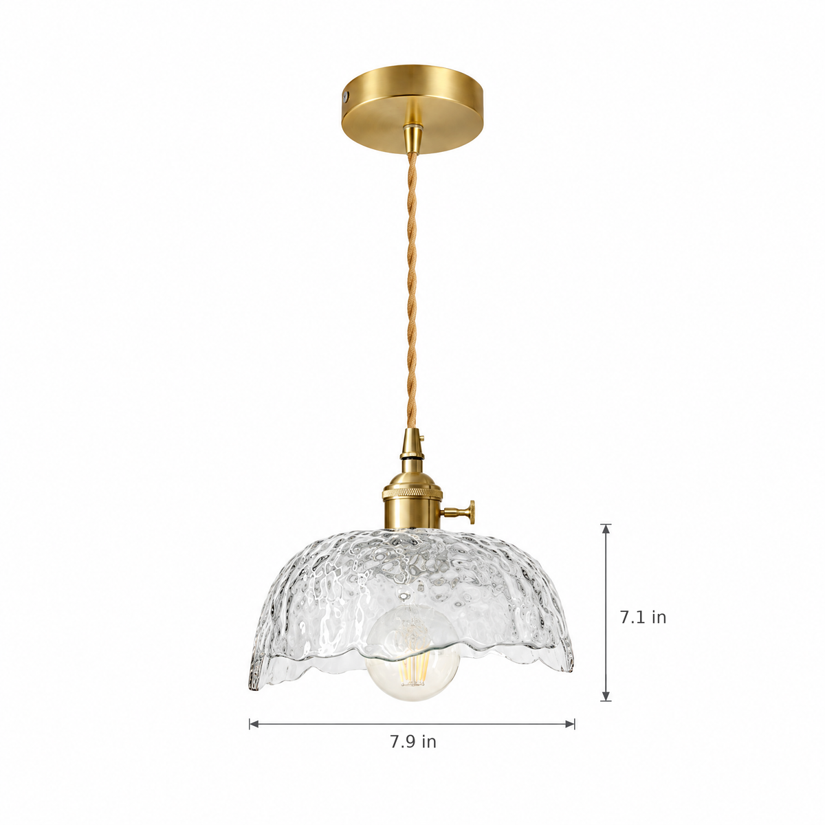 Lavisa - Hammered Glass Pendant Light Nordic Brass Ceiling Lamp