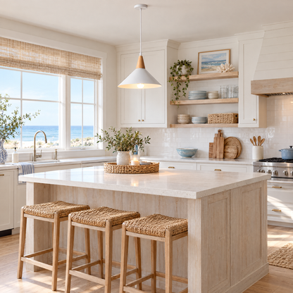Lavisa - White Cone Pendant Light with Wood Top
