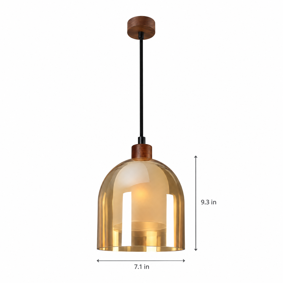 Lavisa - Double Glass Pendant Light with Brown Wood