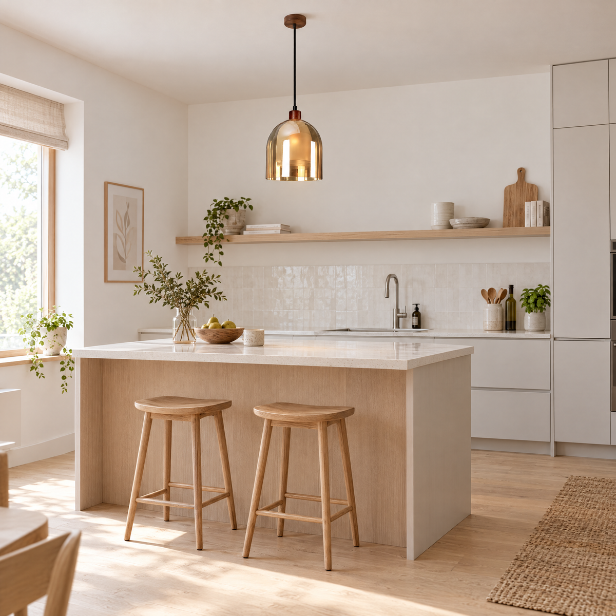 Lavisa - Double Glass Pendant Light with Brown Wood