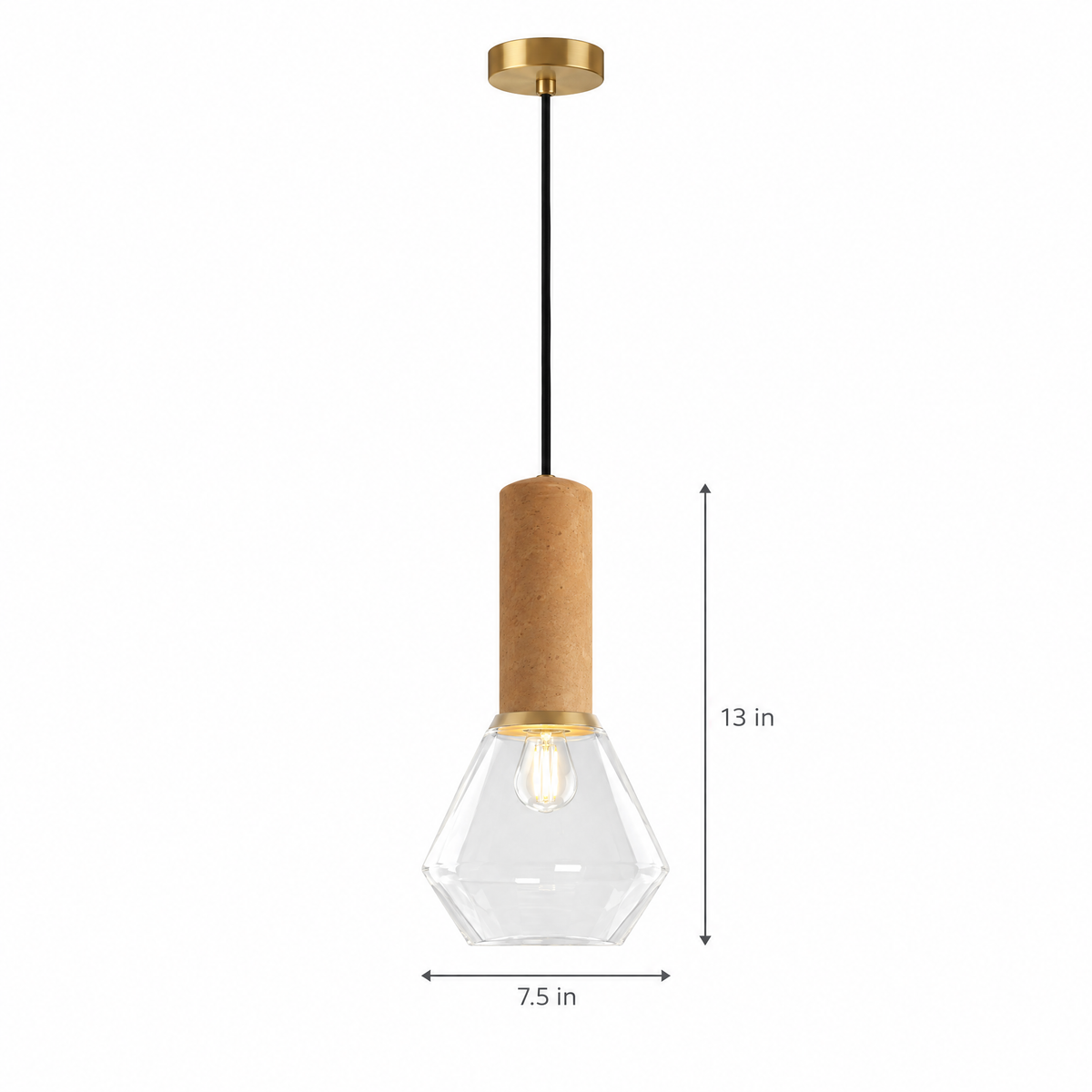 Lavisa - Copper Glass Jar Pendant Light with Wood