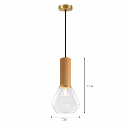 Lavisa - Copper Glass Jar Pendant Light with Wood