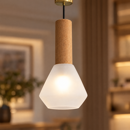 Lavisa - Copper Glass Jar Pendant Light with Wood