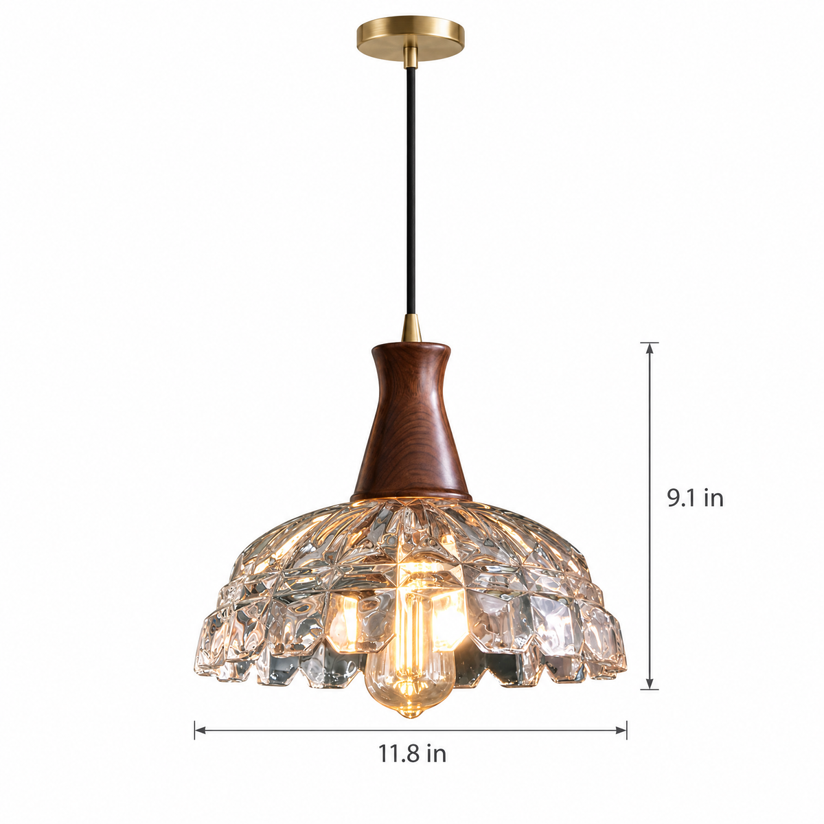 Lavisa - Blossom Glass Pendant Light With Wood